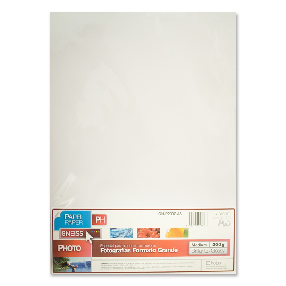 Gneiss A3 200 Grs Fotografico Glossy X 20 Hojas