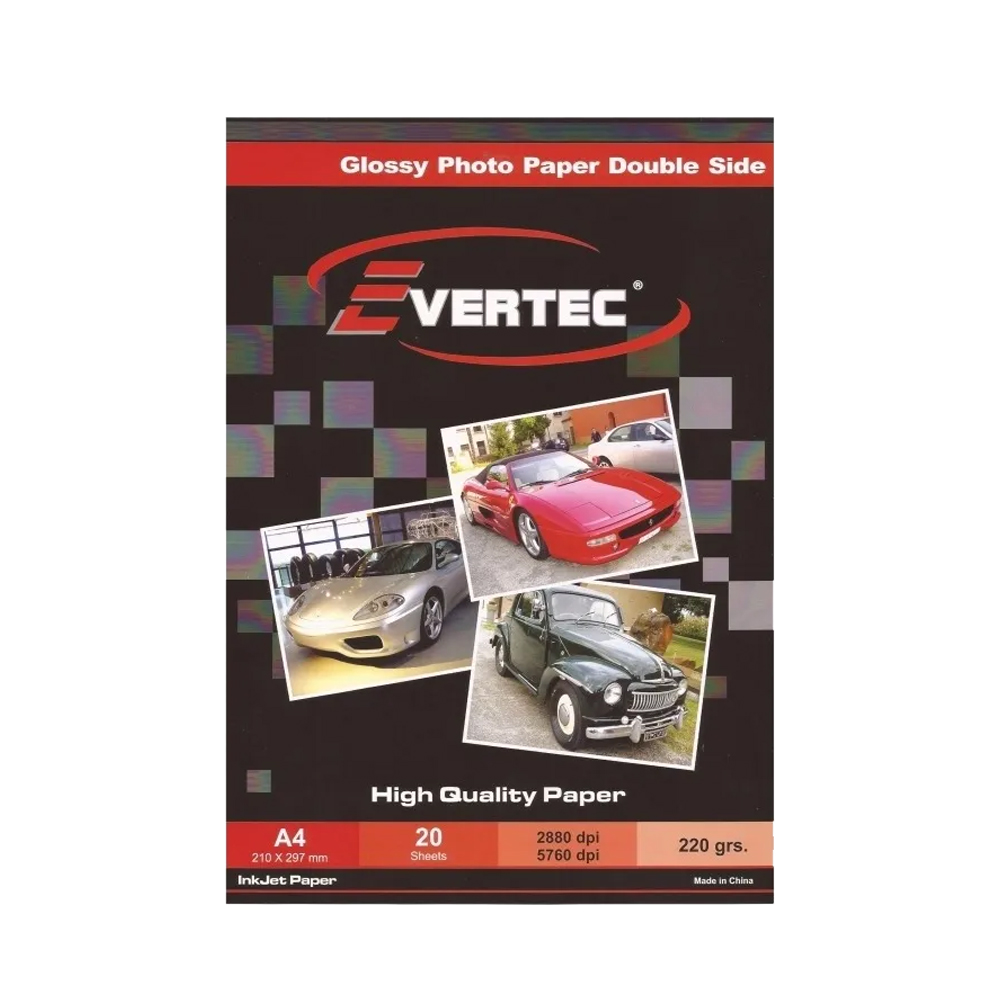 Evertec A4 220 Grs Bifaz Glossy X 20 Hojas