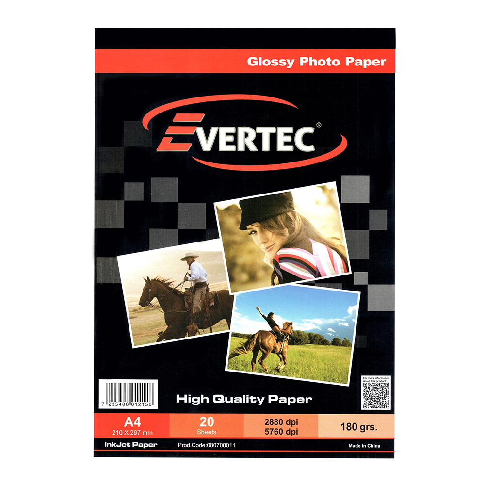 Evertec A4 180 Grs Fotografico Glossy X 20 Hojas