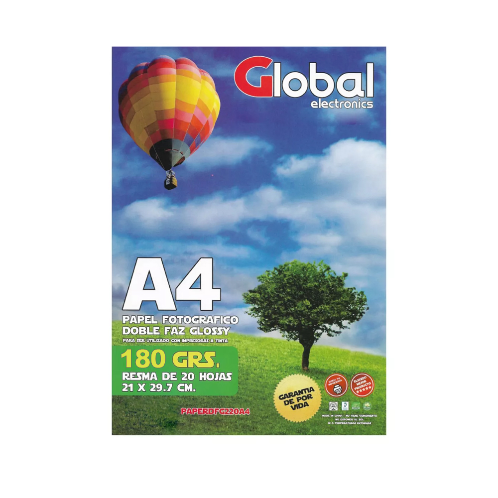 Global A4 180 Grs Bifaz Glossy X 20 Hojas