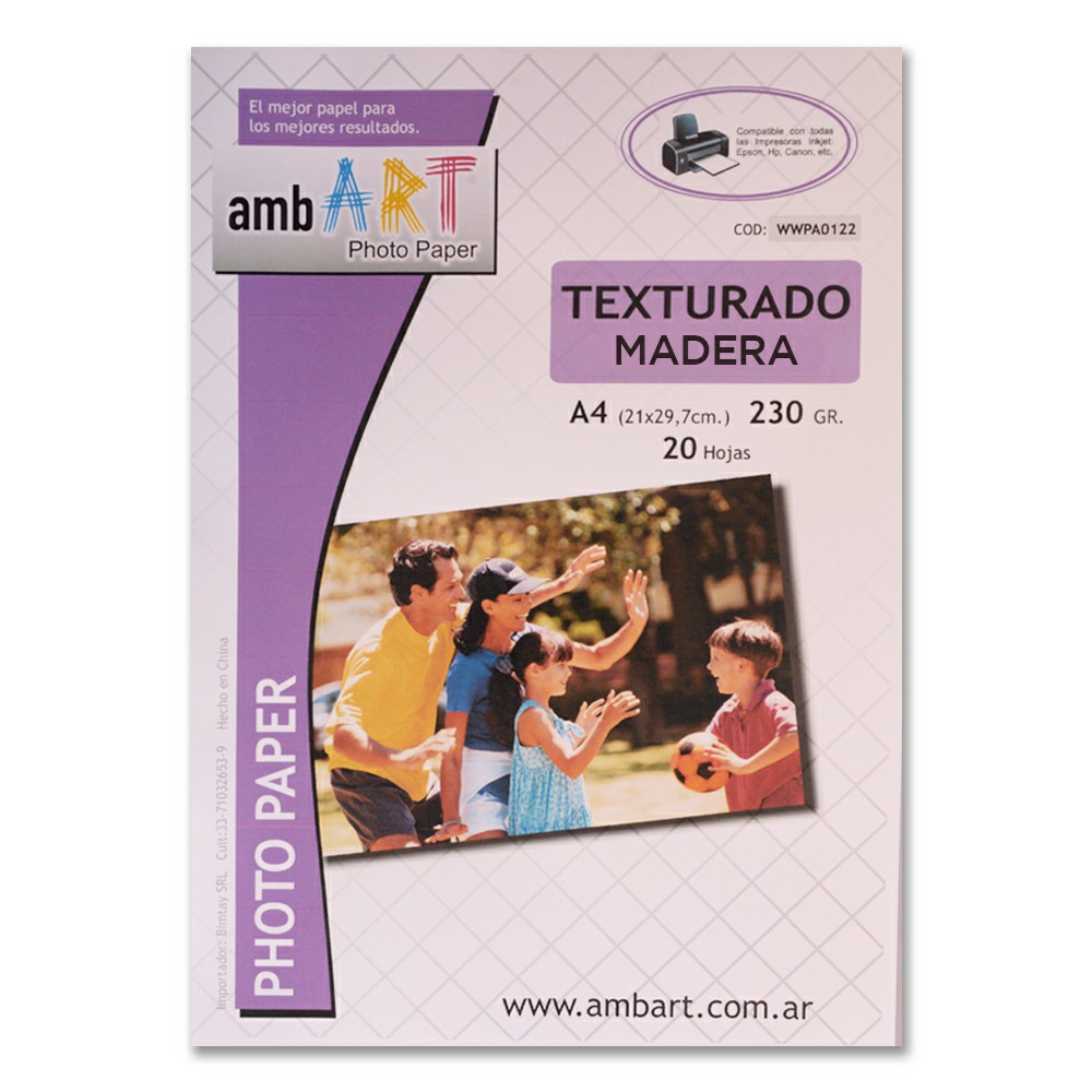 Ambart A4 230 Grs Glossy Texturado Madera X 20 Hojas