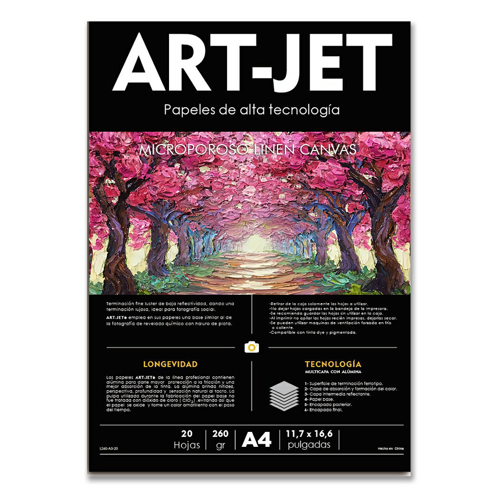 Art-jet A4 260 Grs Microporoso Linen Canvas X 20 Hojas