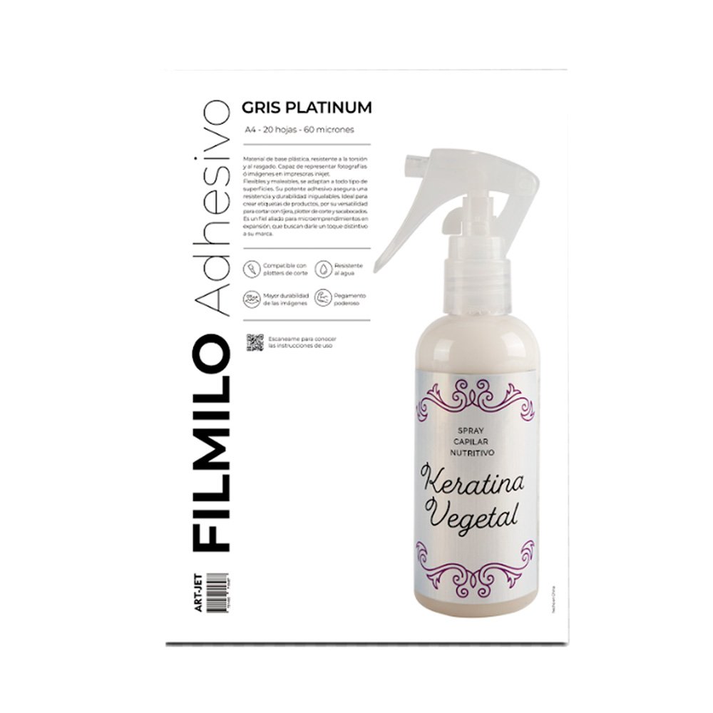 Art-jet A4 75 Mic Film Adhesivo Gris Platinium X 20 Hojas