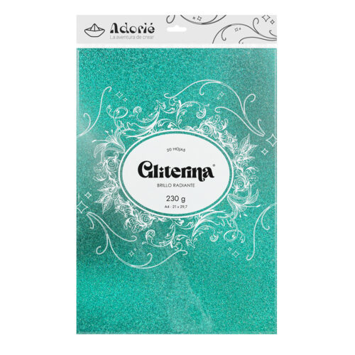 Adorie A4 230 Grs Gliterina Turquesa X 20 Hojas