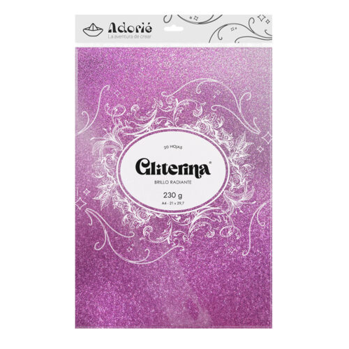 Adorie A4 230 Grs Gliterina Rosa Perla X 20 Hojas