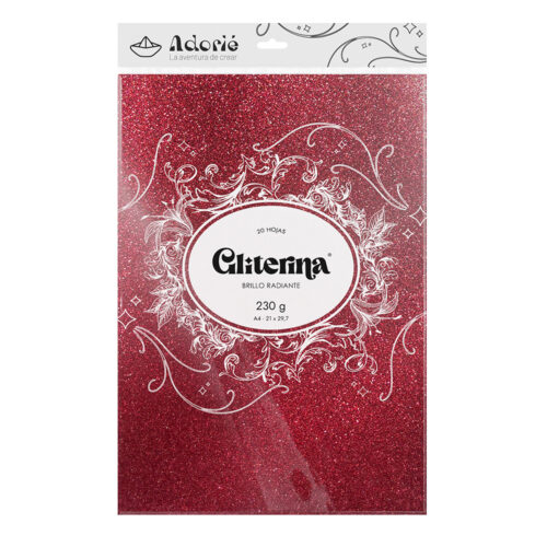 Adorie A4 230 Grs Gliterina Rojo Granate X 20 Hojas