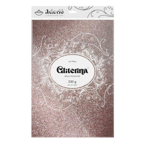 Adorie A4 230 Grs Gliterina Rosa Oro X 20 Hojas