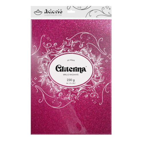 Adorie A4 230 Grs Gliterina Fucsia X 20 Hojas