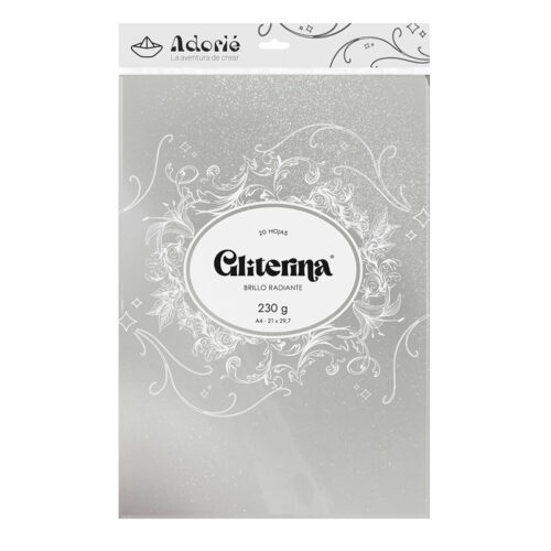 Adorie A4 230 Grs Gliterina Blanco X 20 Hojas