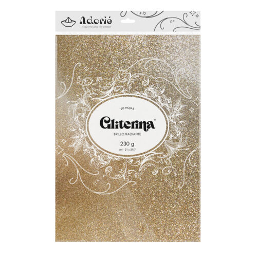Adorie A4 230 Grs Gliterina Oro Beige X 20 Hojas
