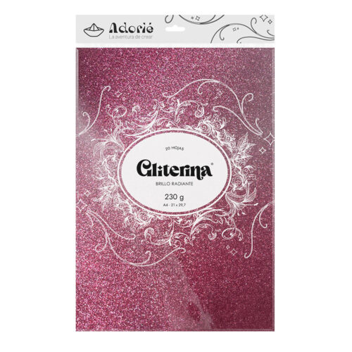 Adorie A4 230 Grs Gliterina Rosa Chicle X 20 Hojas