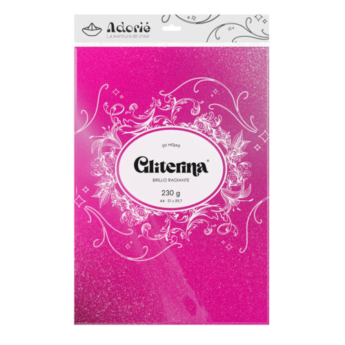 Adorie A4 230 Grs Gliterina Rosa Neon X 20 Hojas