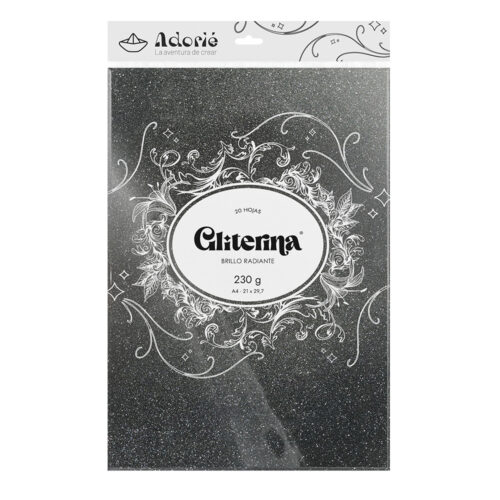 Adorie A4 230 Grs Gliterina Negro Noche X 20 Hojas