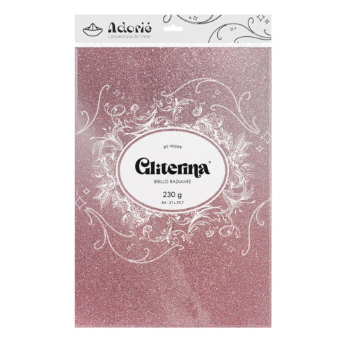 Adorie A4 230 Grs Gliterina Rosa Viejo X 20 Hojas