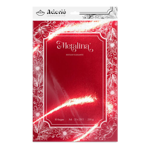 Adorie A4 230 Grs Metalina Rojo Navidad X 10 Hojas