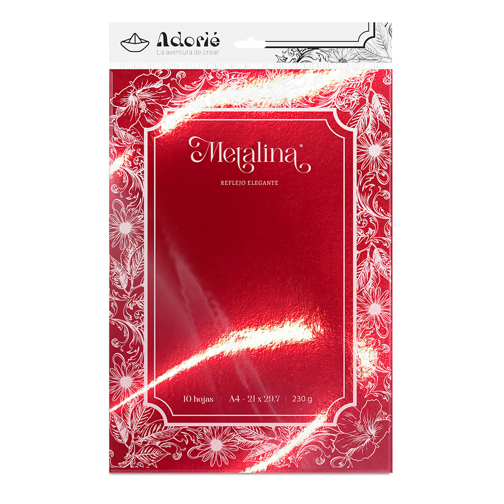 Adorie A4 230 Grs Metalina Rojo Navidad X 10 Hojas