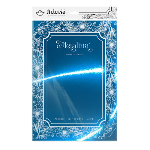 Adorie A4 230 Grs Metalina Celeste X 10 Hojas