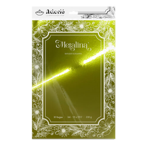 Adorie A4 230 Grs Metalina Verde Ocre X 10 Hojas