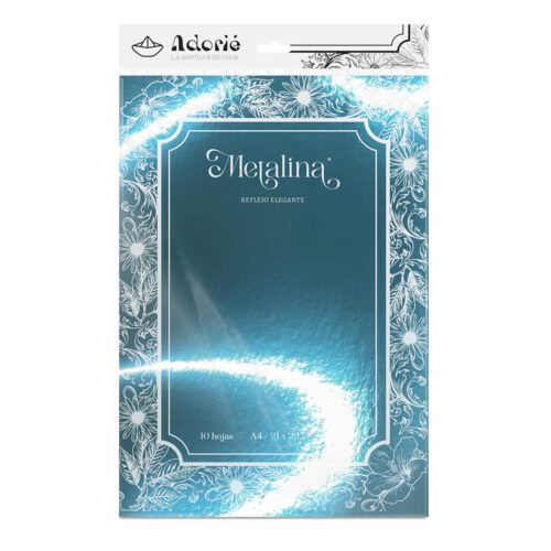 Adorie A4 230 Grs Metalina Turquesa Neptuno X 10 Hojas