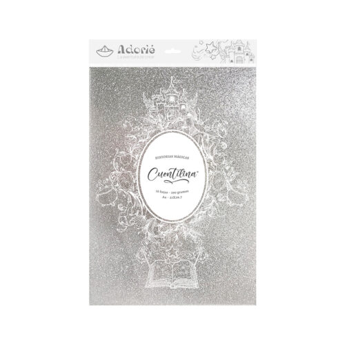 Adorie A4 230 Grs Cuentilina Plateado Estrella Fugaz X10 Hojas