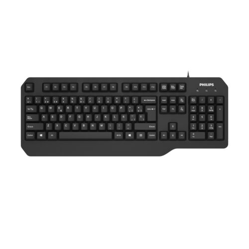 Teclado Esp. Philips K202 Multimedia Ergonomico Negro Usb