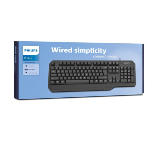 Teclado Esp. Philips K202 Multimedia Ergonomico Negro Usb - Image 4