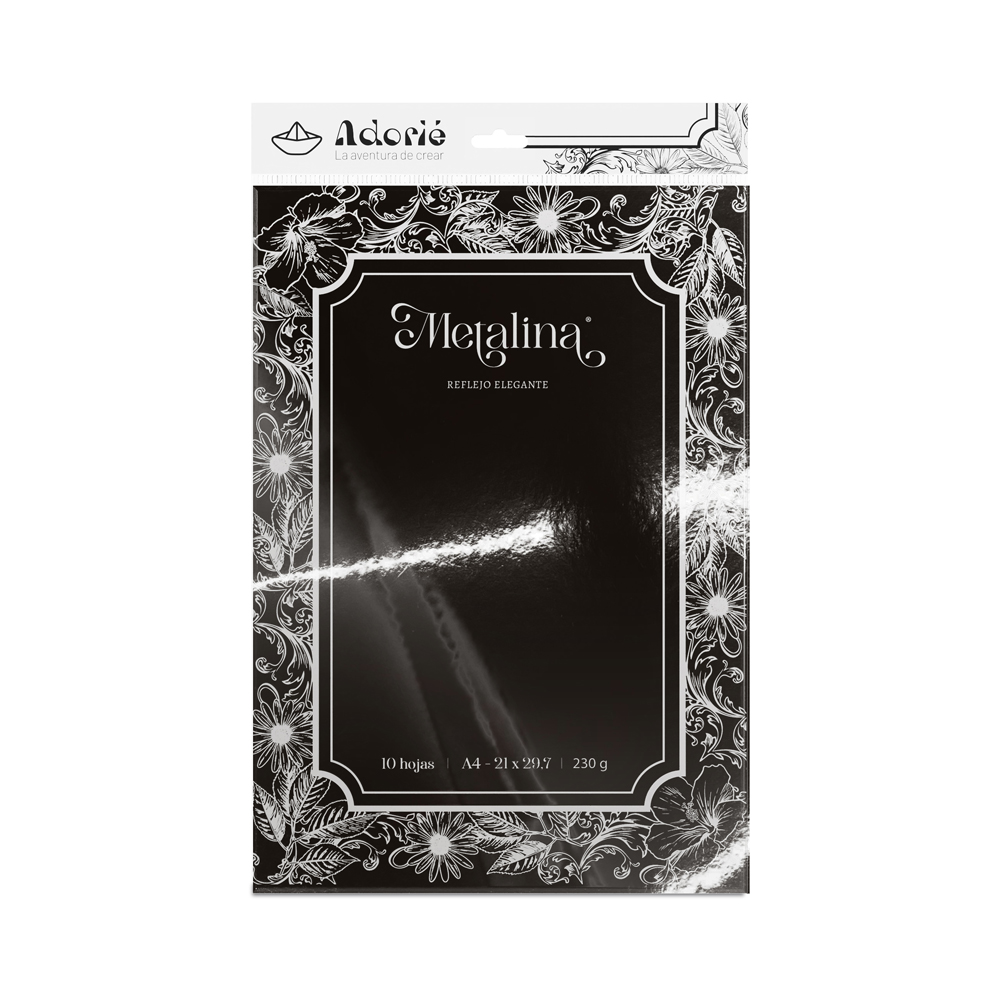 Adorie A4 230 Grs Metalina Negro X 10 Hojas